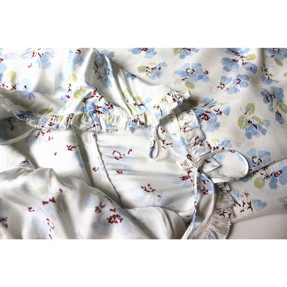 Doen Sandia Floral Ruffle Silk Blend Twill Midi Dress, New, Size 4 - Picture 5 of 13